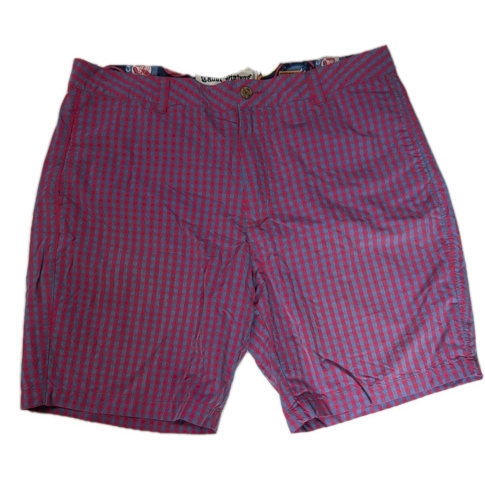 Tailor Vintage Shorts Mens sz 32 Red Blue Gingham Check Chino Beach Preppy - Picture 1 of 16